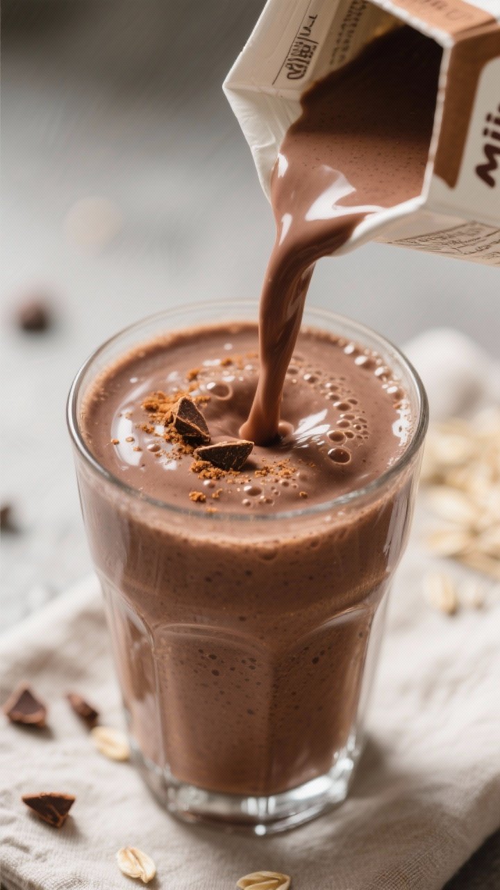 Close-up detail – ultra-thick final pour: Tight macro shot of the finished smoothie being poured i