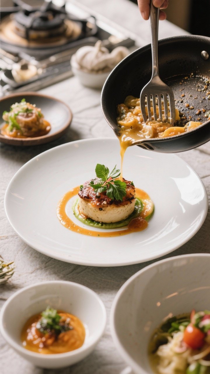 Cooking process: Overhead shot of compact