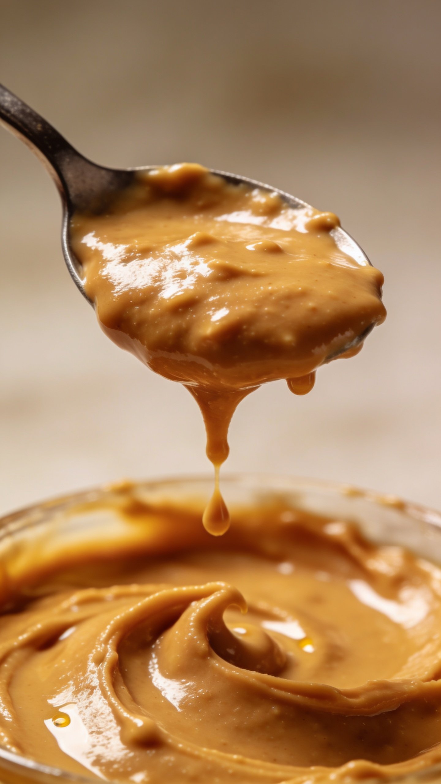 creamy peanut butter spoonful dripping, studio lighting