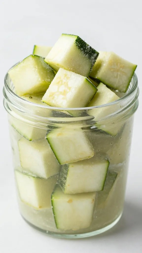 frozen zucchini cubes for keto smoothie, macro shot