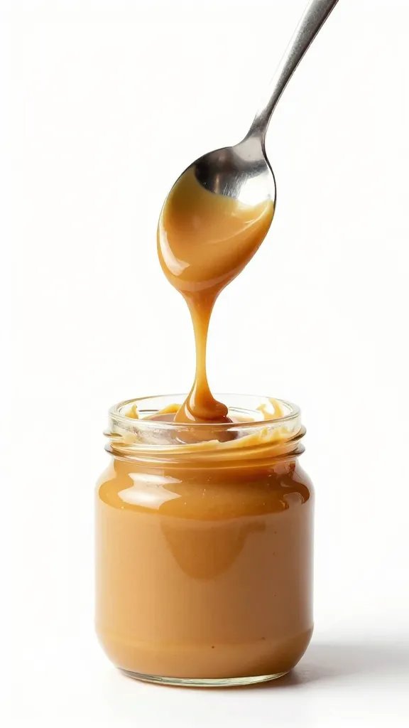 spoonful of almond butter dripping, studio lighting, clean backdrop