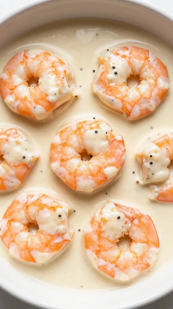 closeup bowl of keto shrimp in creamy Cajun sauce