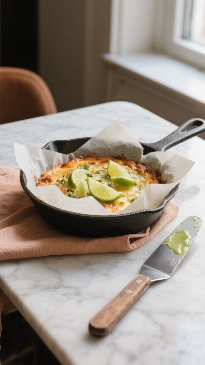 5 inches up the sides; pan lined with parchment at the base; natural window light, soft shadows; cle