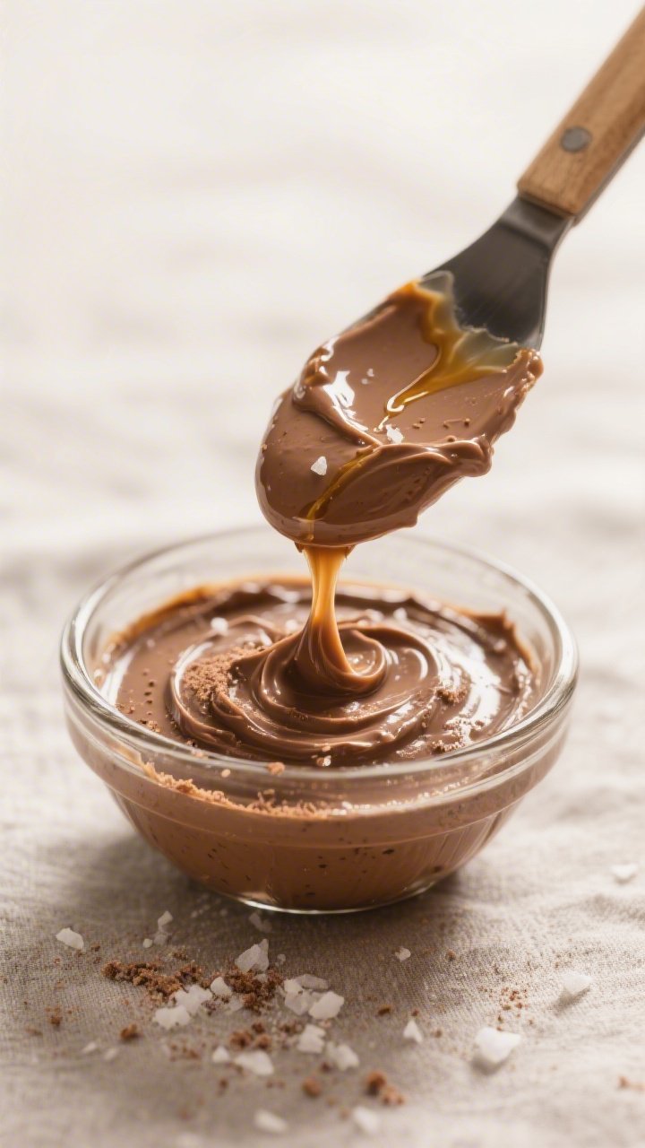 Close-up, process shot of the dip being smoothed to a silky consistency in a small glass bowl with a