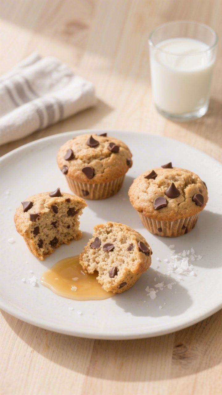 Tasty top view/final presentation: Overhead shot of a breakfast scene featuring three peanut butter 