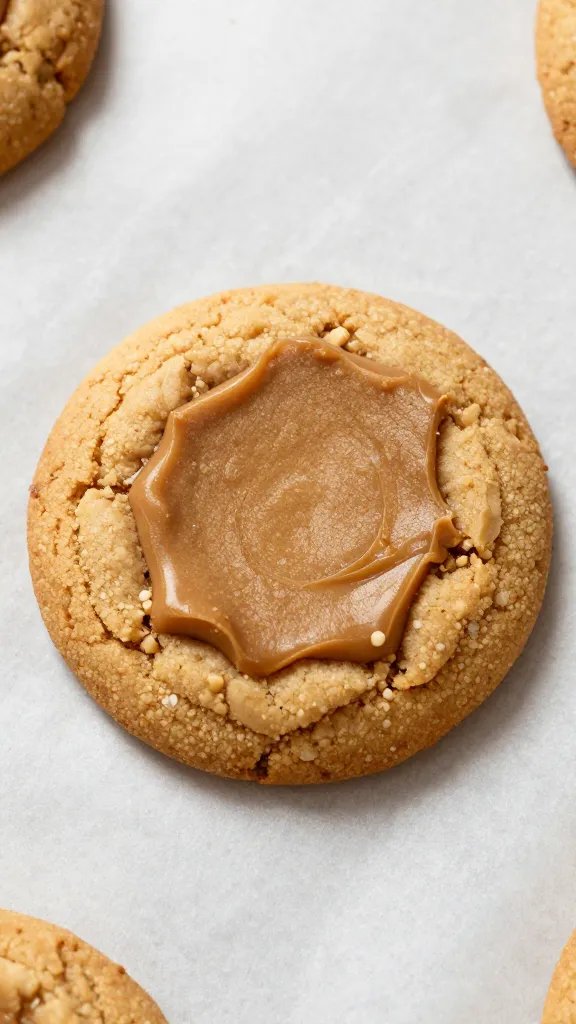 single warm keto peanut butter cookie on parchment sheet