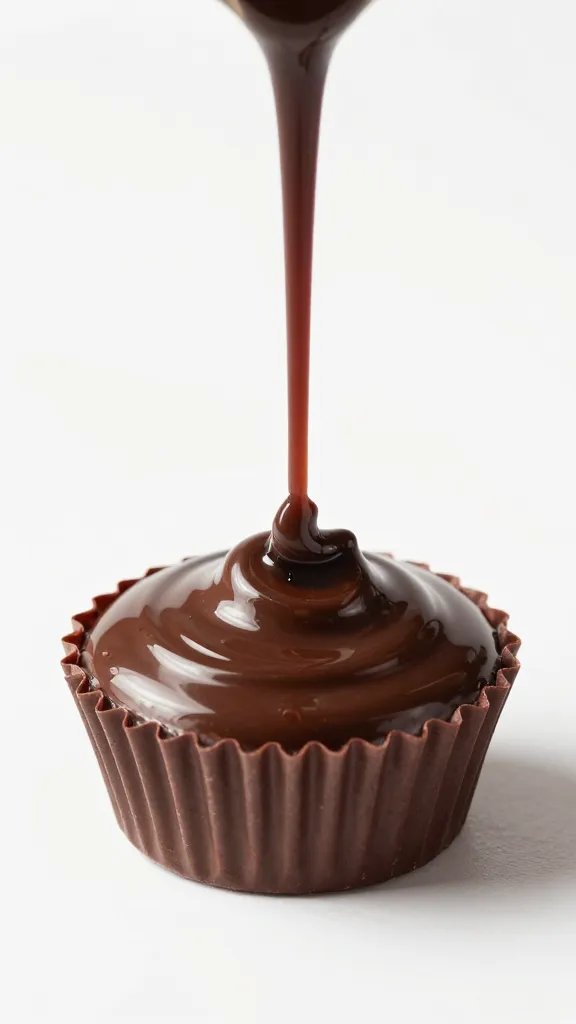 glossy dark chocolate pour over one peanut butter cup