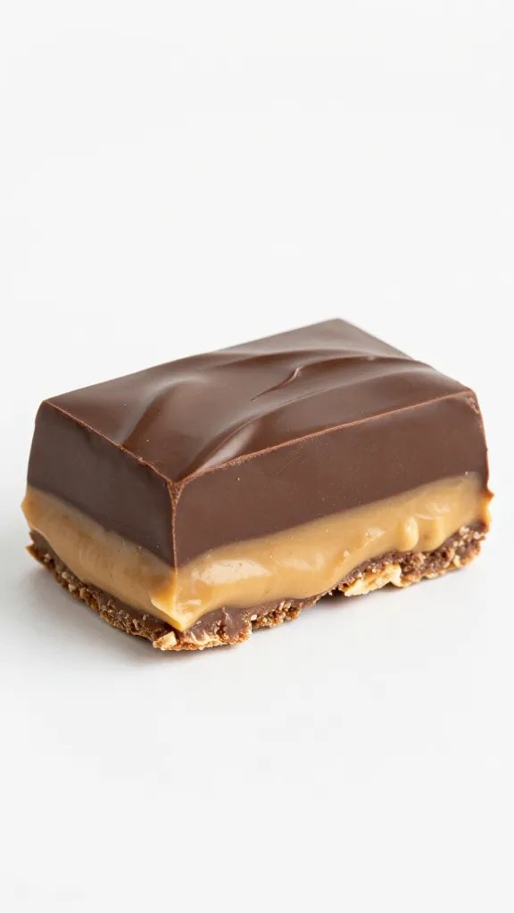 glossy sugar-free chocolate layer on peanut butter base