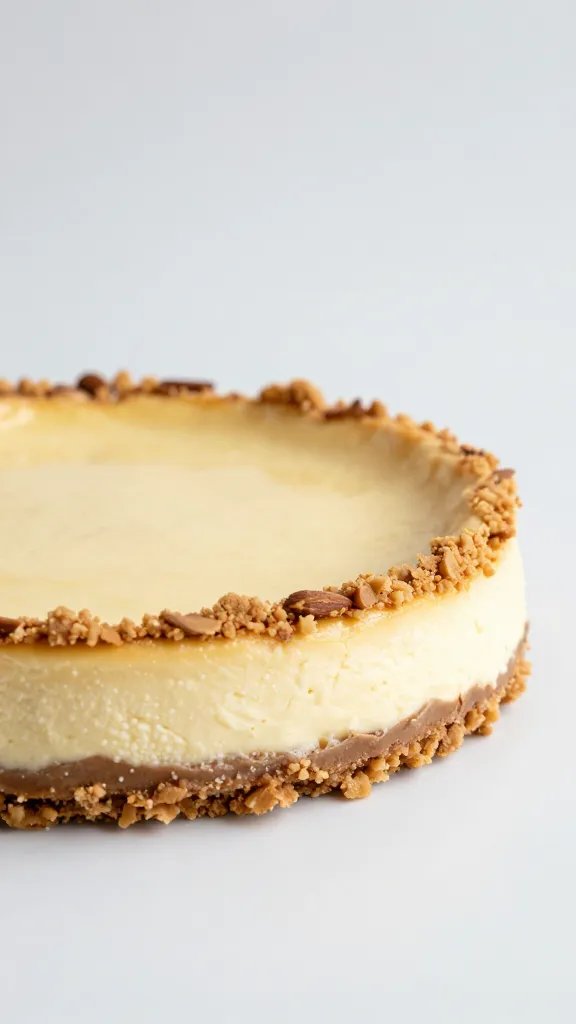 almond flour cheesecake crust, buttery crumb detail, studio lighting