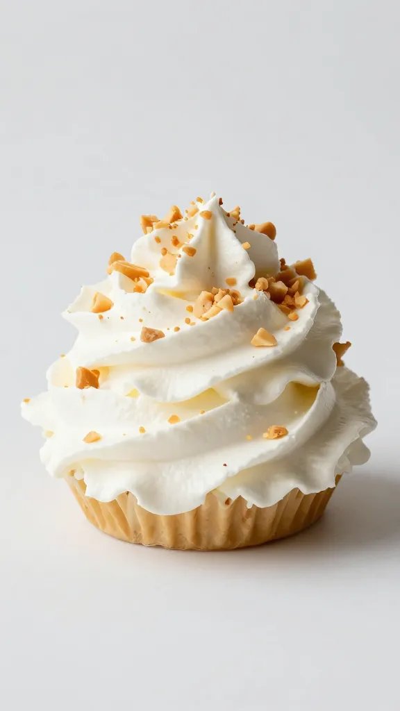dollop of whipped cream topped with crushed peanuts, studio lighting