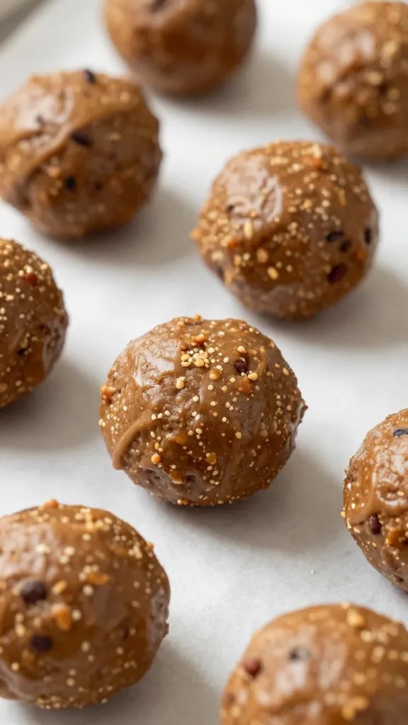 closeup keto peanut butter protein ball on parchment paper