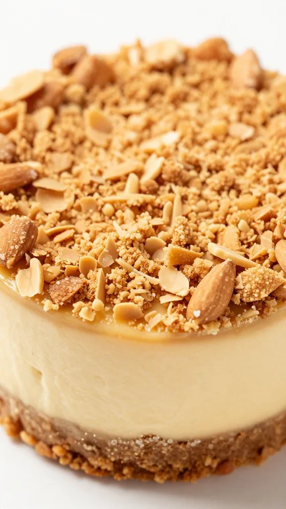 macro shot of almond flour crusted peanut butter cheesecake cup