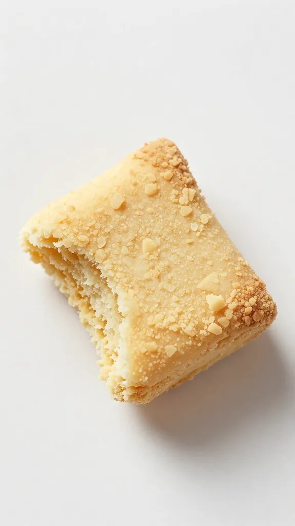 overhead shot of a single blondie bite with crumb texture