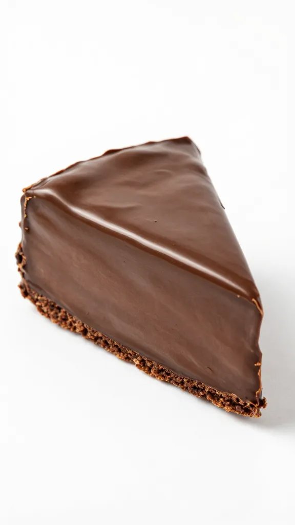 glossy keto chocolate ganache slice, clean background