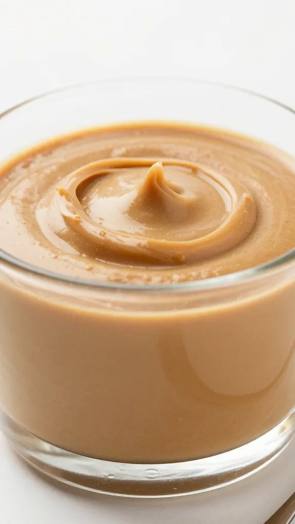 closeup keto peanut butter mousse in glass ramekin