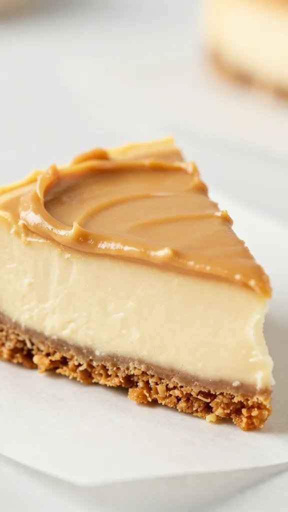 macro shot of peanut butter cheesecake bite on parchment