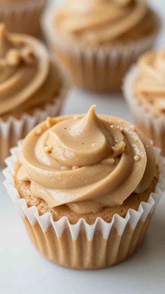 closeup keto peanut butter cream pie cup in muffin liner