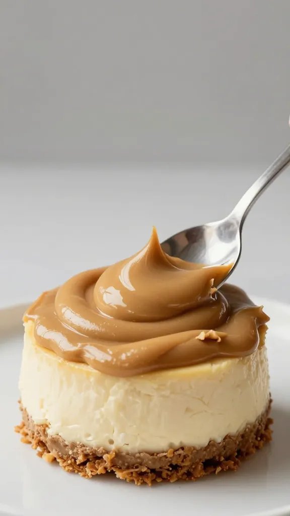 spoonful of creamy peanut butter cheesecake filling, studio lighting