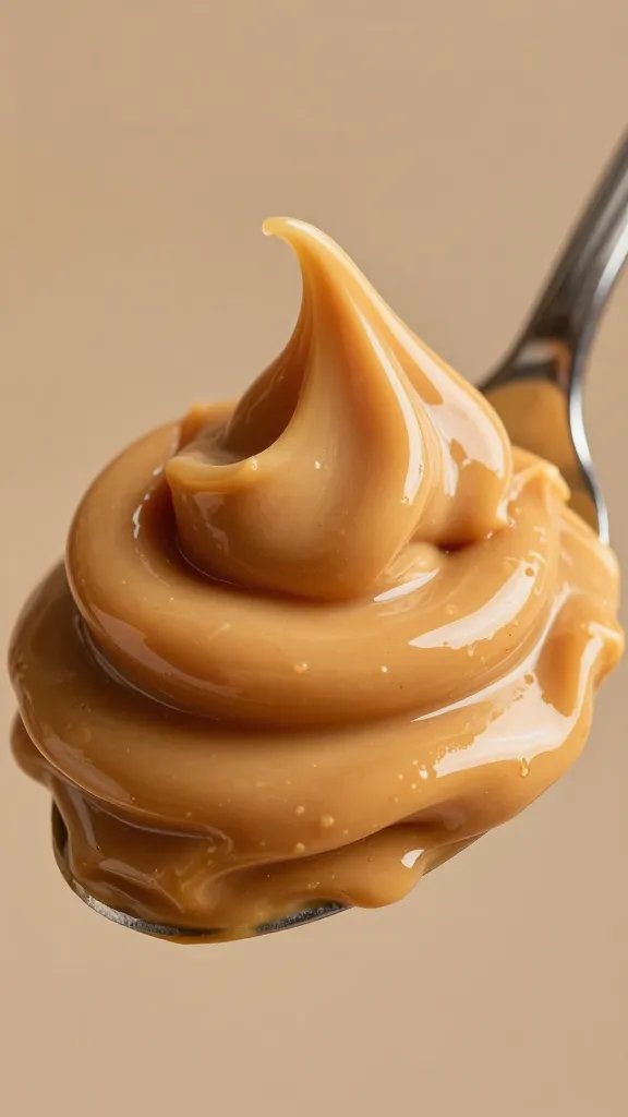 spoonful of glossy peanut butter cream cheese swirl, macro