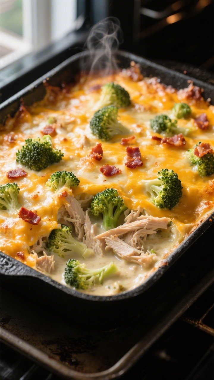 Cooking process, mid-bake: An oven-safe skillet or 9x13 casserole just pulled from the oven at 375°