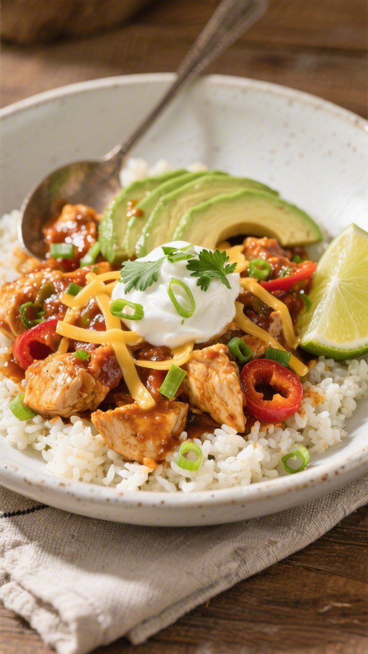 Final plated presentation, : Beautifully plated Keto Chicken Southwest Skillet served in a wide, sha