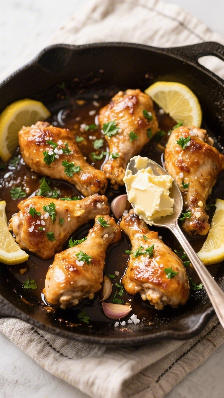 Tasty top view: Overhead shot of finished Keto Chicken Garlic Butter Thighs arranged family-style in