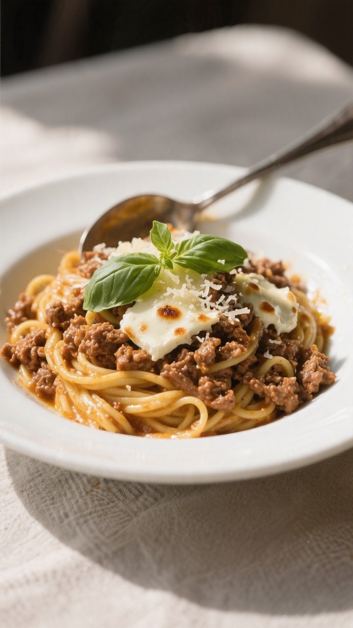 Final plated dish: Beautifully presented serving of Million Dollar Ground Turkey Skillet spooned ove