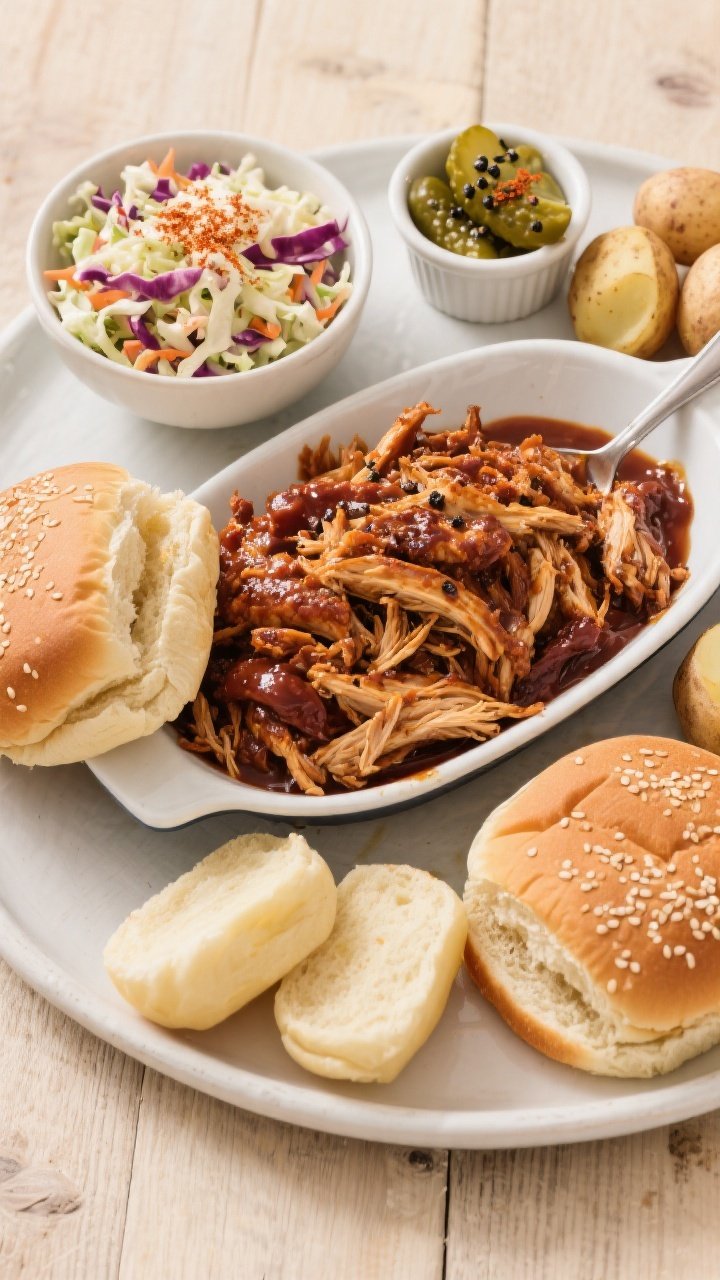 Overhead platter for serving: Top-down shot of a casual game-day spread—open-faced buns lightly bu