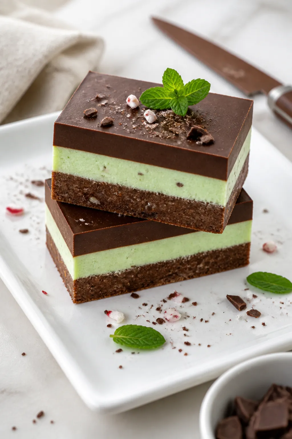 Final dish presentation: Restaurant-quality plate-up of two finished high-protein low-carb chocolate