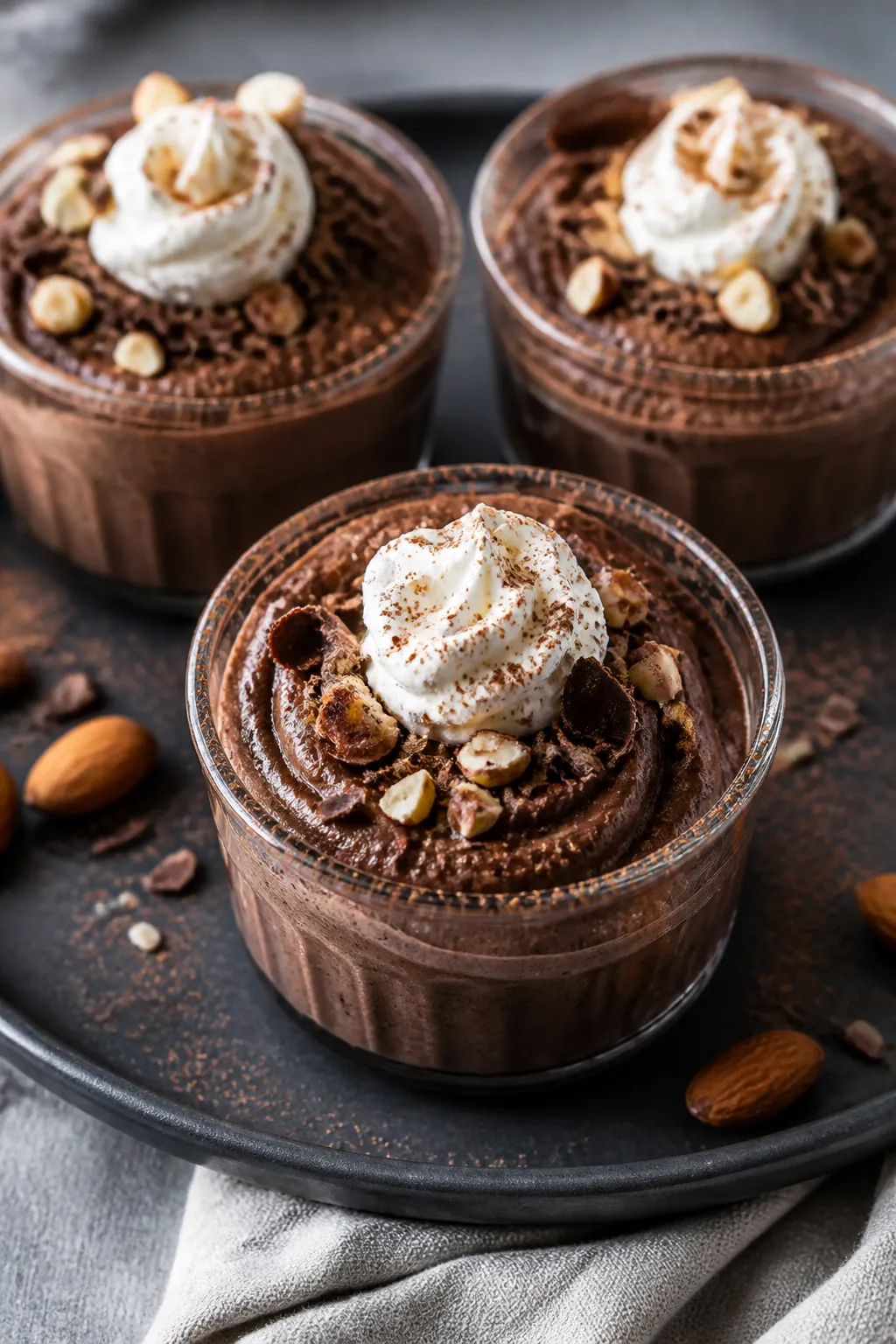 Final plated dessert shot: restaurant-quality presentation of High Protein Keto Chocolate Mousse pip