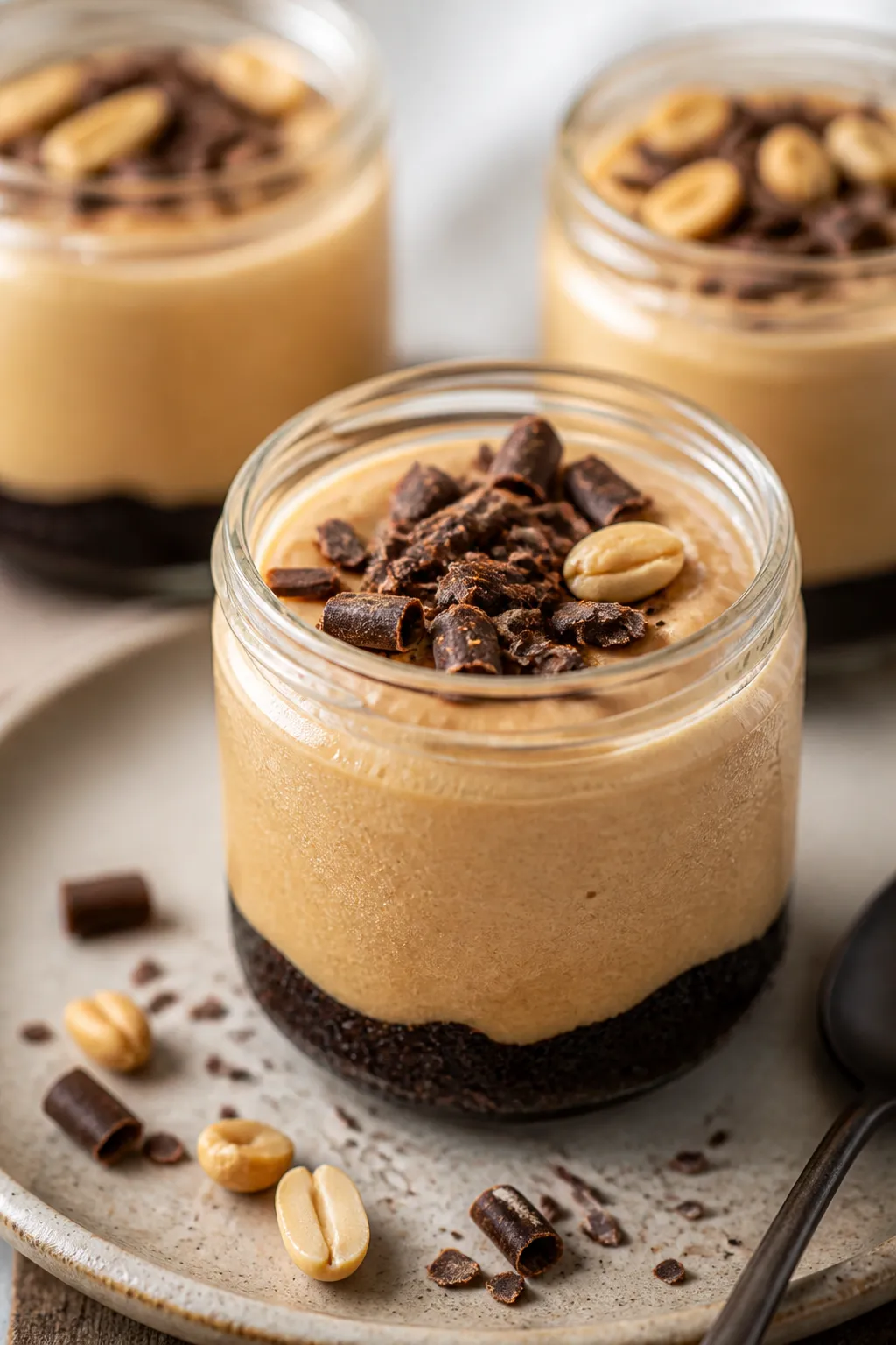 Final presentation beauty shot at a slight 45-degree angle—one hero jar front and center with a si