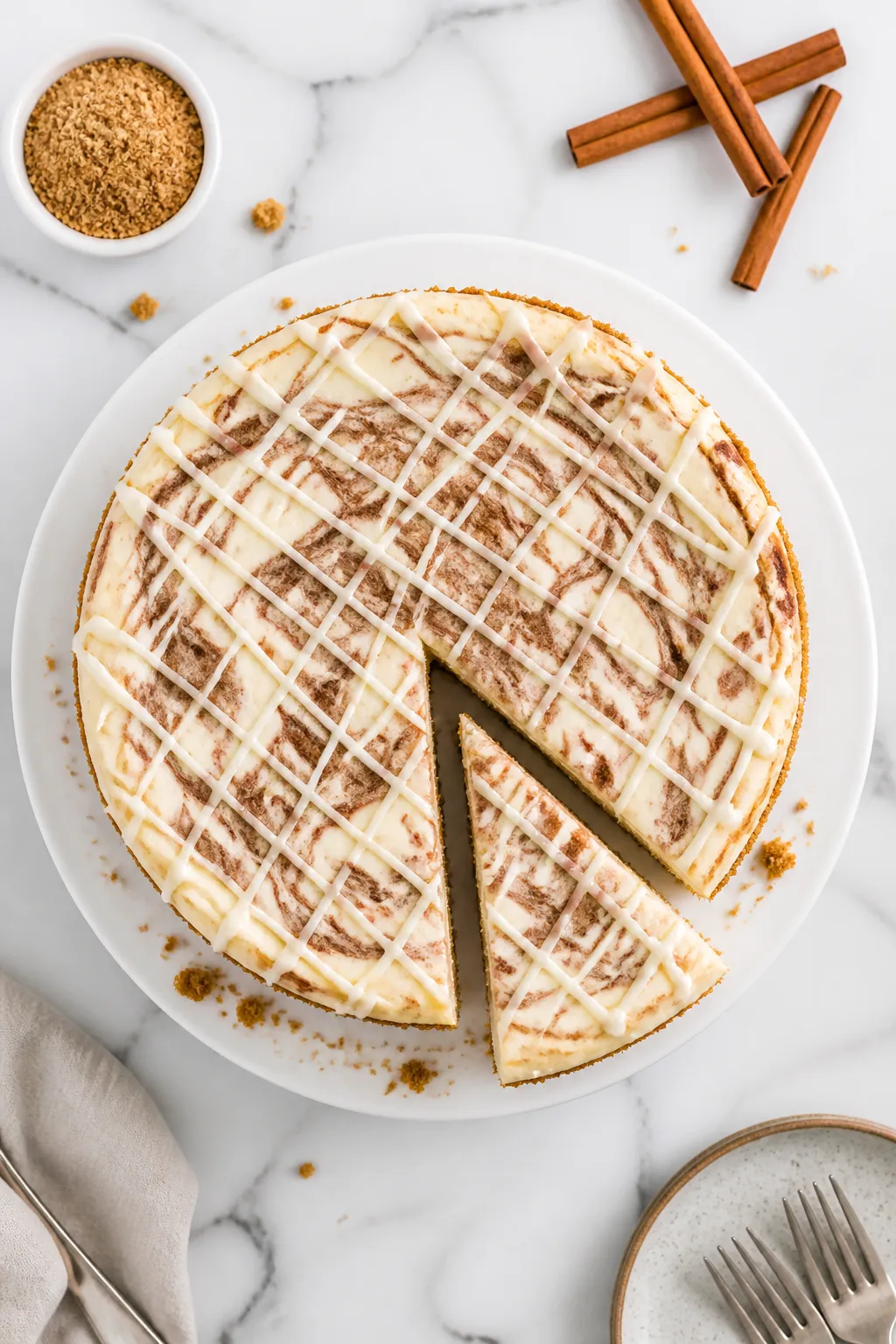 Overhead “tasty top view”: The fully chilled and de-panned High Protein Low Carb Cinnamon Roll C