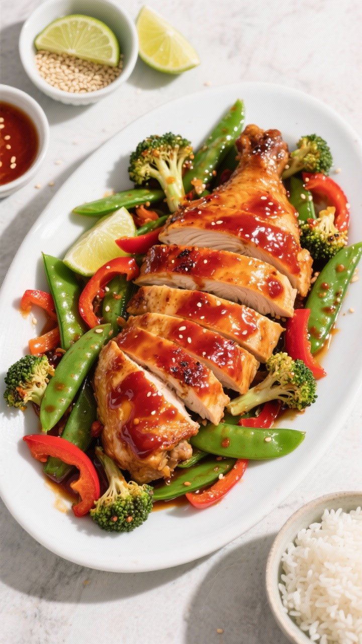 Tasty top-down meal prep/serving variation: Overhead shot of a family-style serving platter of slice