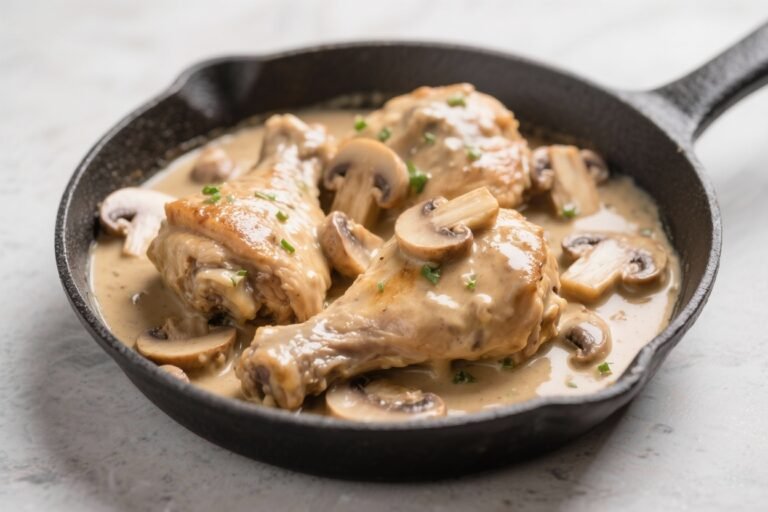 Easy Chicken Thighs in Creamy Mushroom Sauce That Taste Like a $40 Date-Night Entrée (Without the Dress Code)