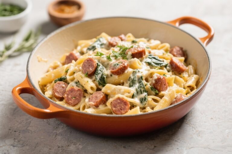 One-Pot Creamy Tuscan Sausage Pasta That Breaks The “Weeknight Dinner” Matrix