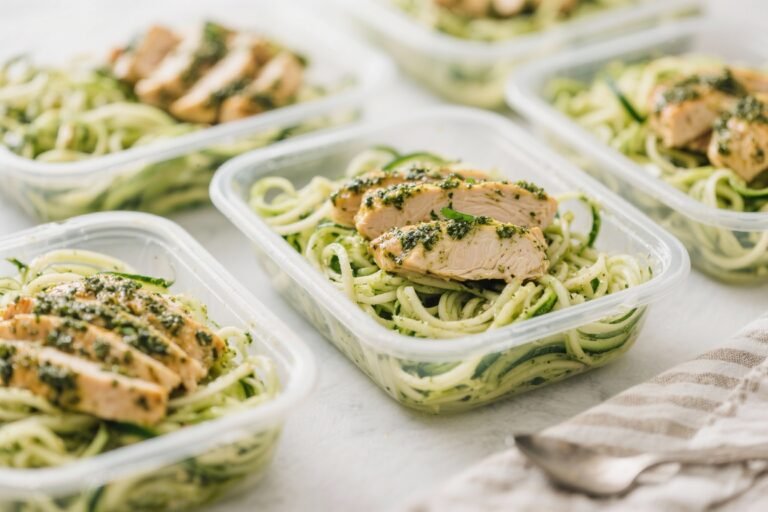 Chicken Pesto Zoodle Meal Prep Recipes (Under 400 Calories) That Make Takeout Look Boring