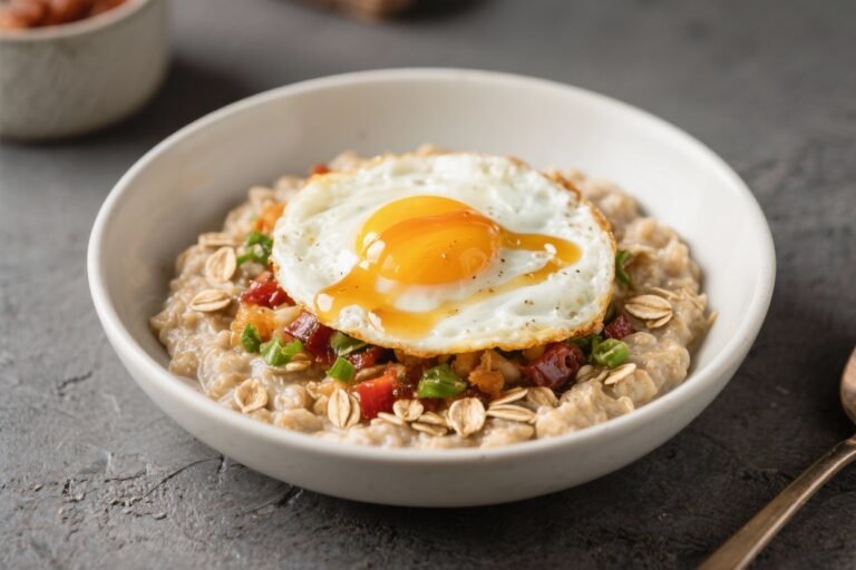 This Savory Oatmeal Bowl with Fried Egg and Hot Honey Will Ruin Boring Breakfast Forever