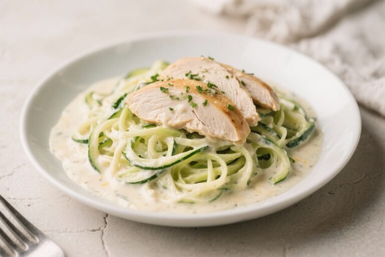 Light and Creamy Zucchini Noodle Chicken Alfredo That Tastes Like a Cheat Day (But Isn’t)