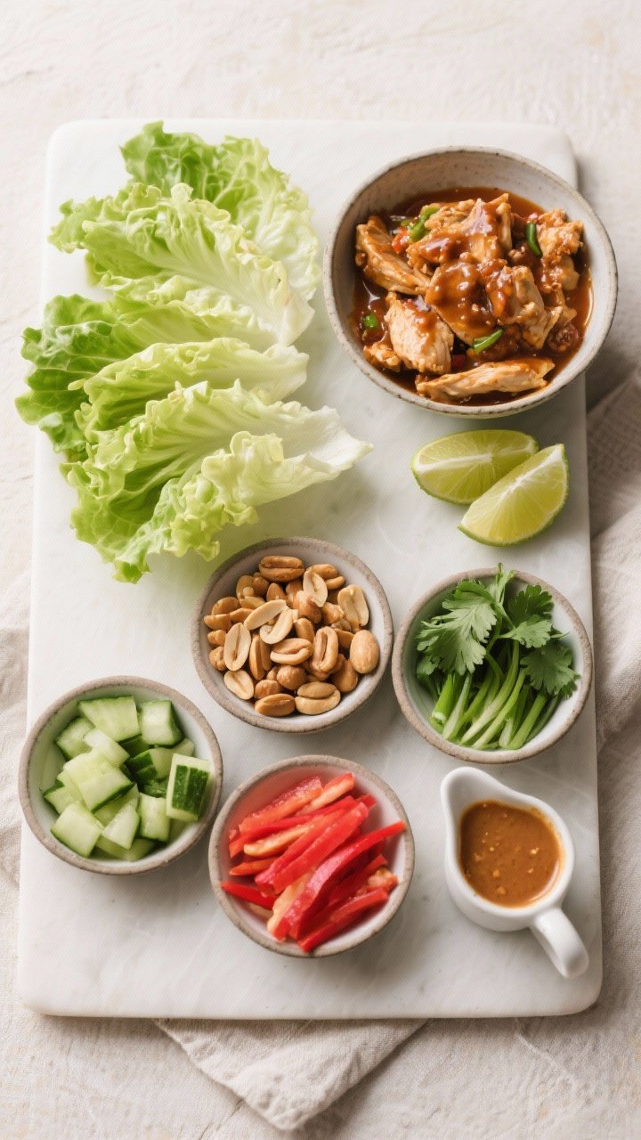 Tasty top view — Build-your-own spread: Overhead shot of a clean assembly board with prepared comp
