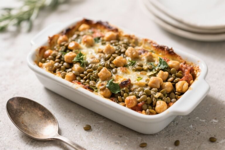 Chickpea & Lentil Mediterranean Bake – Hearty, Bright, and Weeknight-Friendly