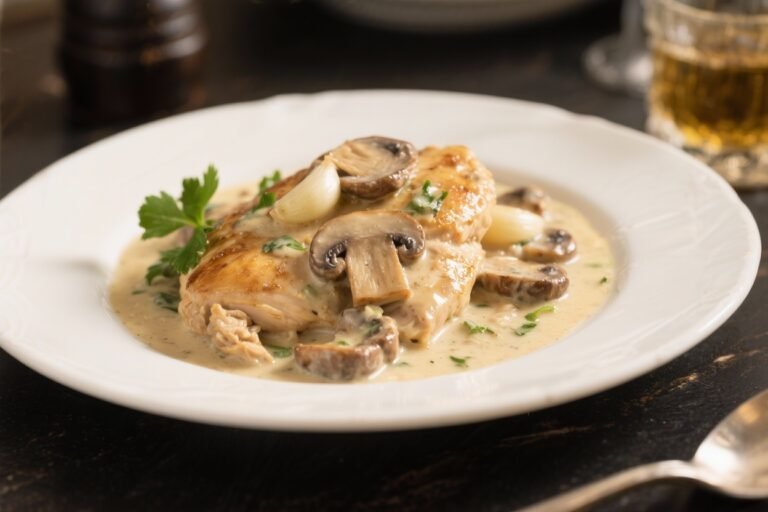 Creamy Garlic Mushroom Chicken – Comforting, Saucy, and Weeknight-Friendly