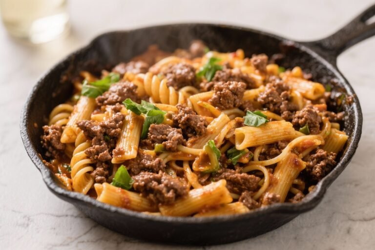 Healthy Ground Beef Pasta Skillet That Tastes Like a Cheat Meal (But Isn’t)