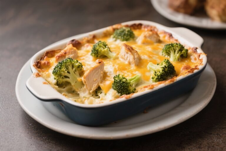 Cheesy Chicken Broccoli Casserole – Cozy, Creamy, and Weeknight-Friendly