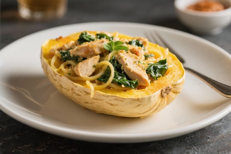 Spaghetti Squash with Chicken and Spinach: The 30-Minute Glow-Up Your Dinner Routine Deserves
