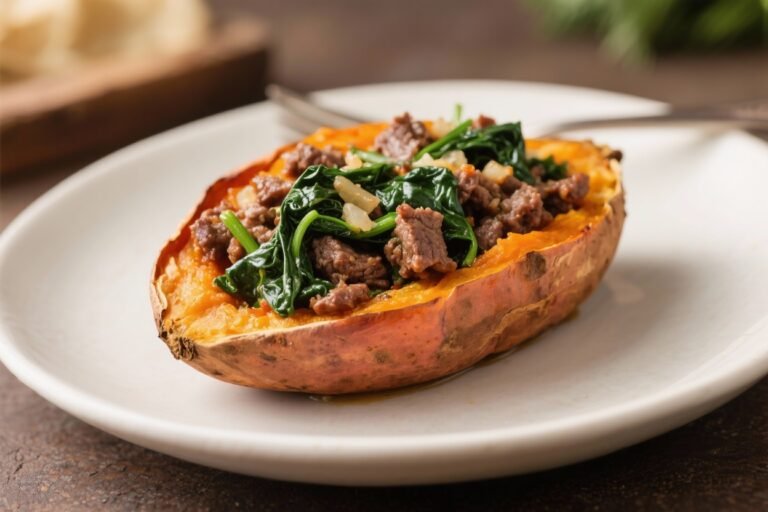 Spinach & Beef Stuffed Sweet Potatoes: The 30-Minute Power Meal You’ll Crave All Week