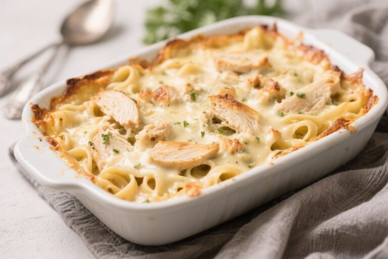 Easy Chicken Alfredo Bake – Creamy, Cheesy, and Weeknight-Friendly
