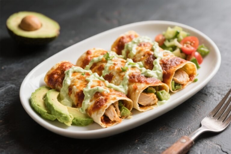 Healthy Chicken Enchiladas With Avocado Cream – Light, Flavorful, and Satisfying
