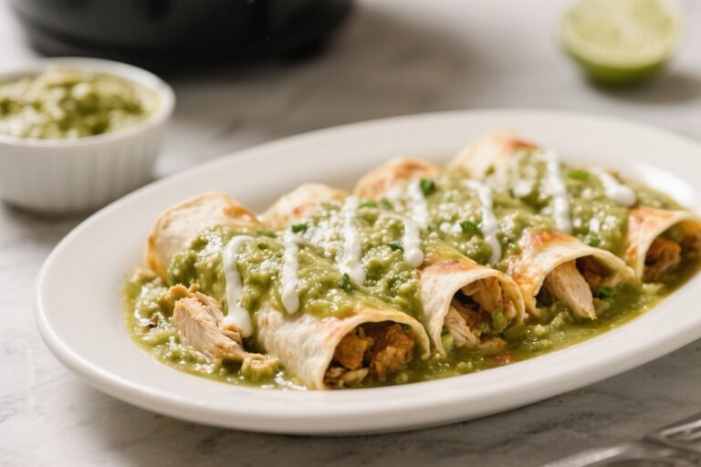 Slow Cooker Chicken Enchiladas Verde – Comforting, Tangy, and Easy