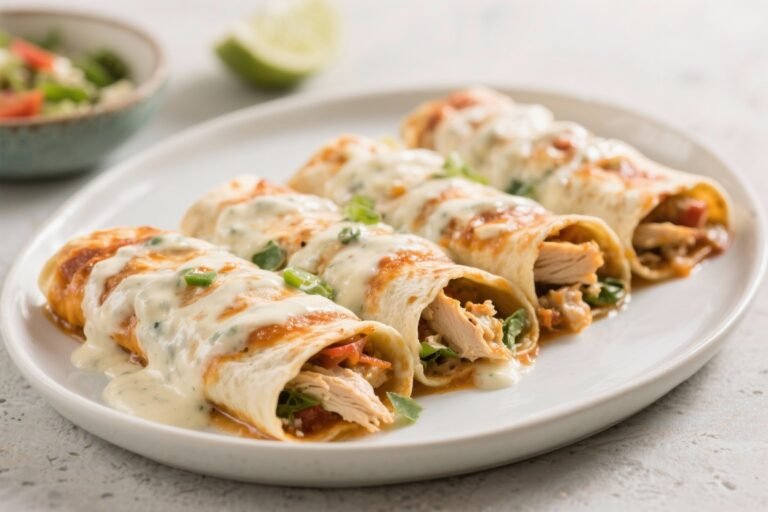Skinny Creamy Chicken Enchiladas – Light, Cozy, and Flavor-Packed