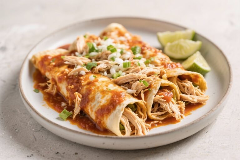 Mexican-Inspired Shredded Chicken Enchiladas – Comforting, Flavorful, and Easy